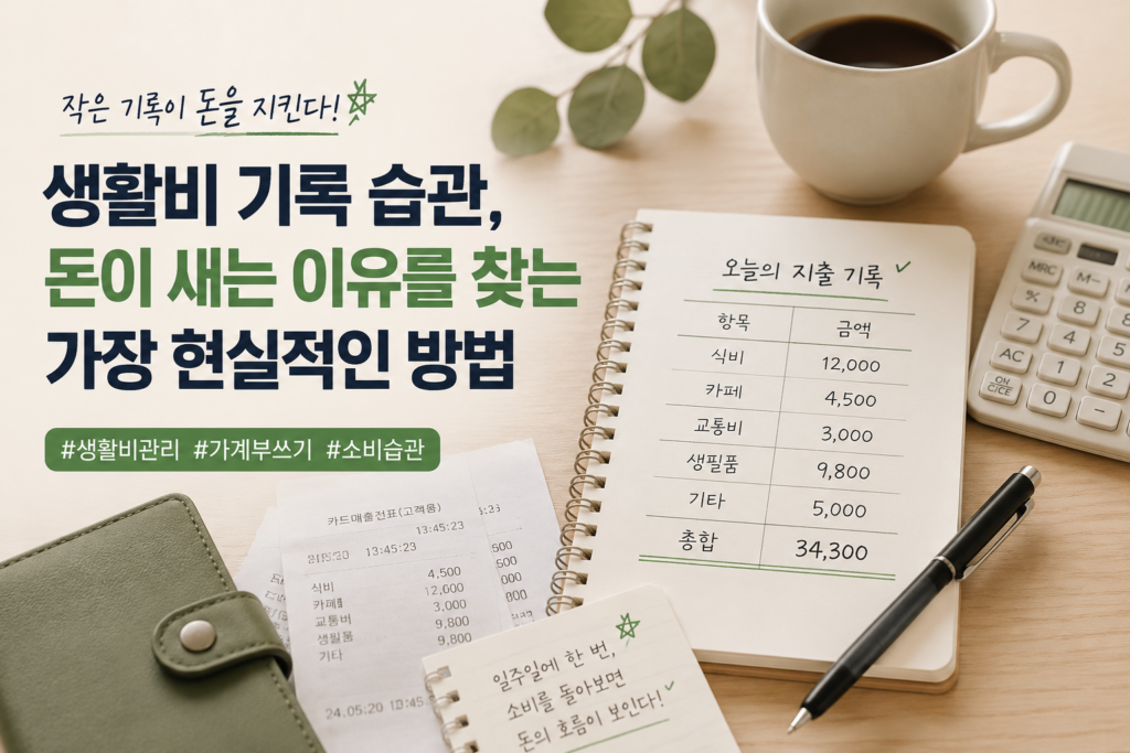 생활비 기록 습관, 돈이 새는 이유를 찾는 가장 현실적인 방법 생활비 기록 습관을 키우자 1024x683
