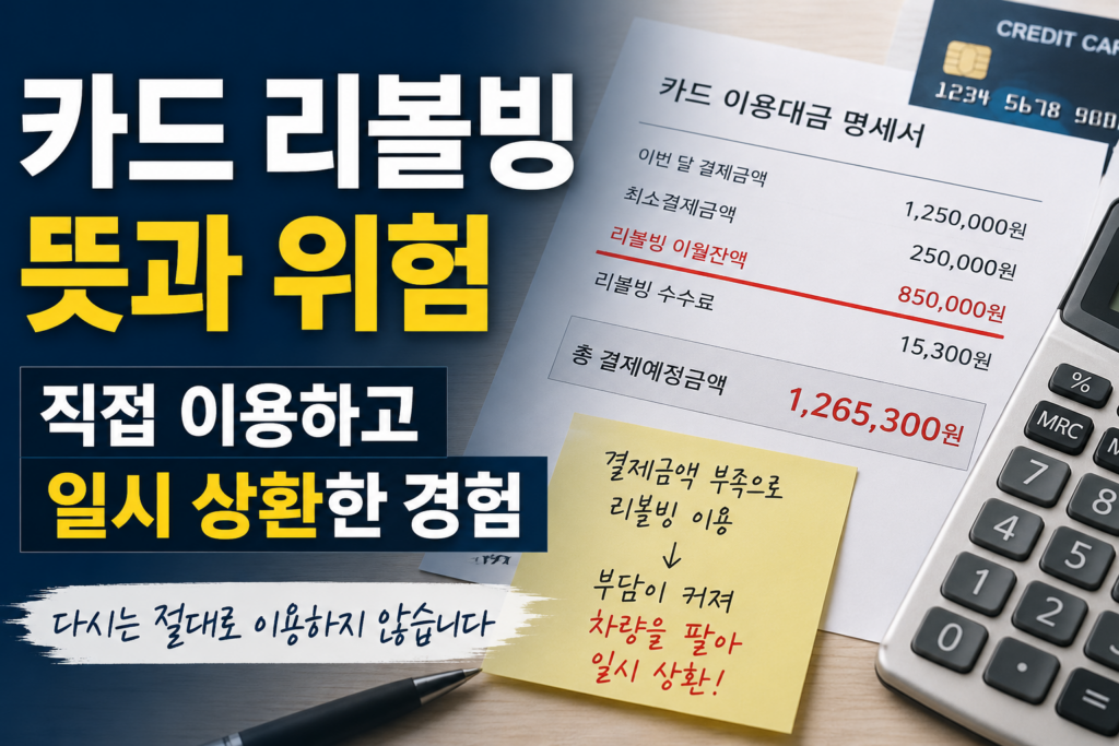 신용카드 명세서에서 리볼빙 이월잔액과 상환금액을 확인하는 모습