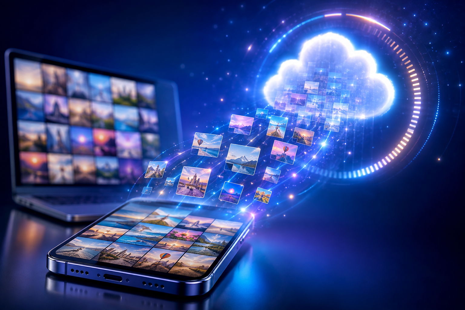 아이폰 사진 앱에서 iCloud 동기화 상태와 대용량 동영상 업로드 진행 상황을 확인하는 모습